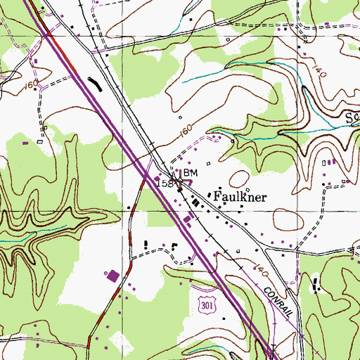 Topographic Map of Faulkner, MD