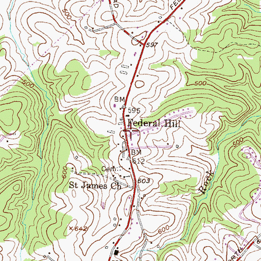 Topographic Map of Federal Hill, MD