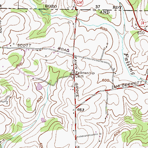 Topographic Map of Fellowship Methodist Episcopal Church Cemetery, MD