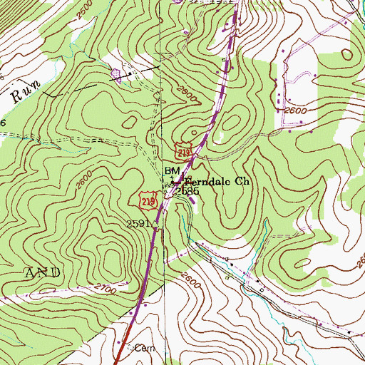 Topographic Map of Ferndale Church, MD