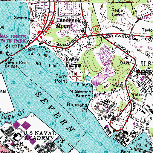 Topographic Map of Ferry Point, MD