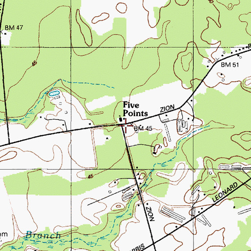 Topographic Map of Five Points, MD