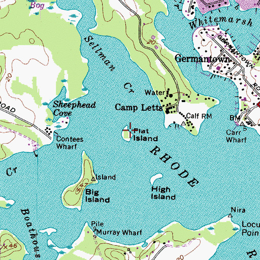 Topographic Map of Flat Island, MD