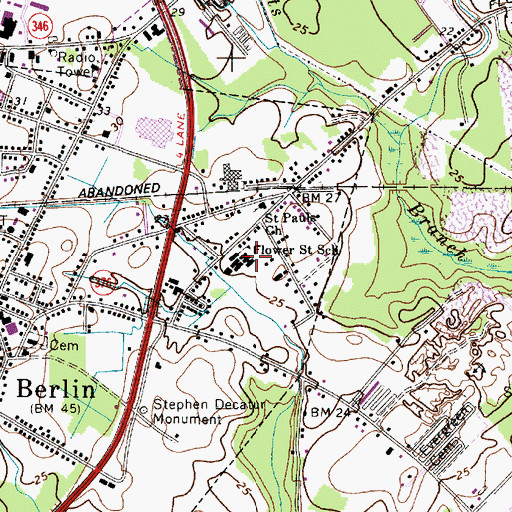 Topographic Map of Flower Street School, MD