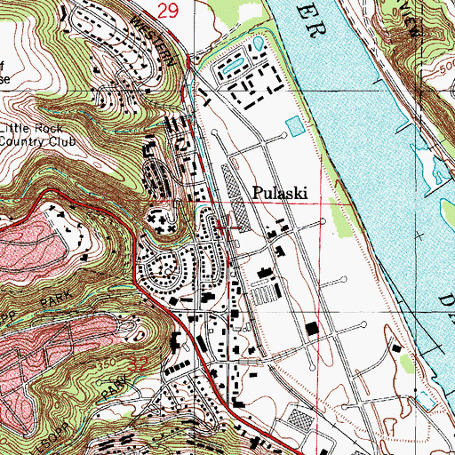 Topographic Map of Pulaski, AR