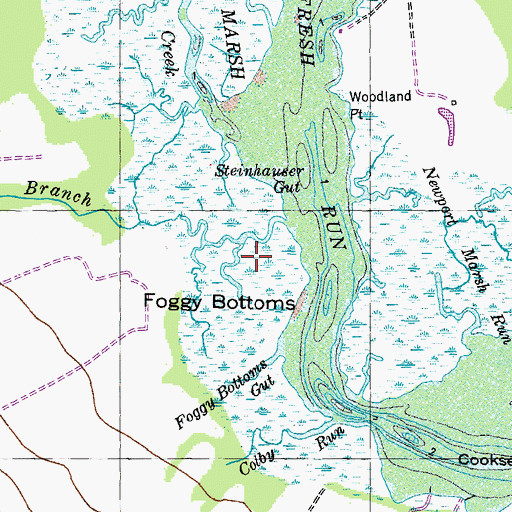 Topographic Map of Foggy Bottoms, MD