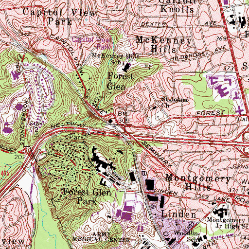 Topographic Map of Forest Glen, MD