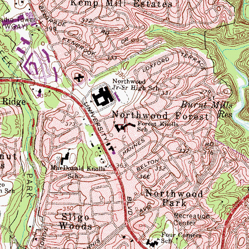 Topographic Map of Forest Knolls Elementary School, MD