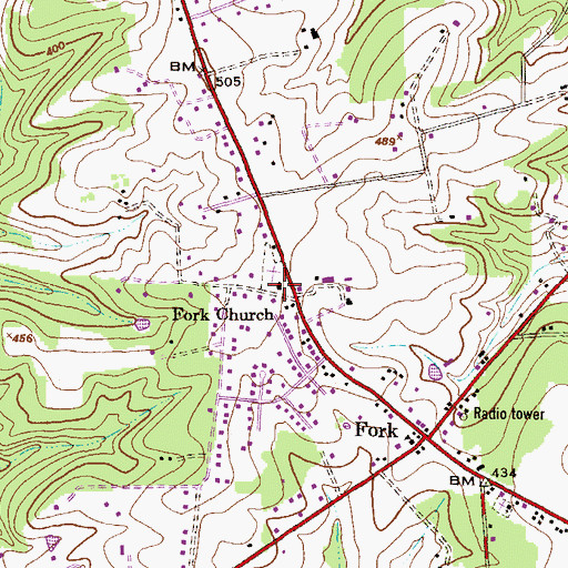 Topographic Map of Fork United Methodist Church, MD