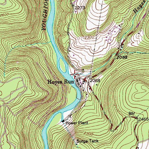 Topographic Map of Fork Run, MD