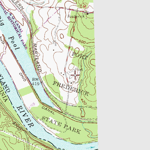 Topographic Map of Fort Frederick State Park, MD