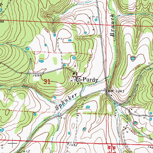 Topographic Map of Purdy, AR