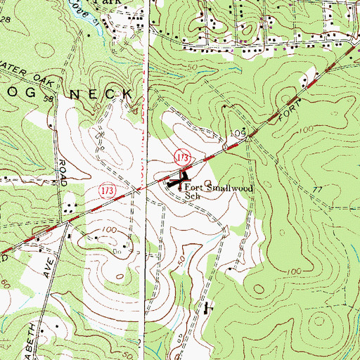 Topographic Map of Fort Smallwood School, MD