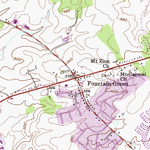 Topographic Map of Fountain Green, MD