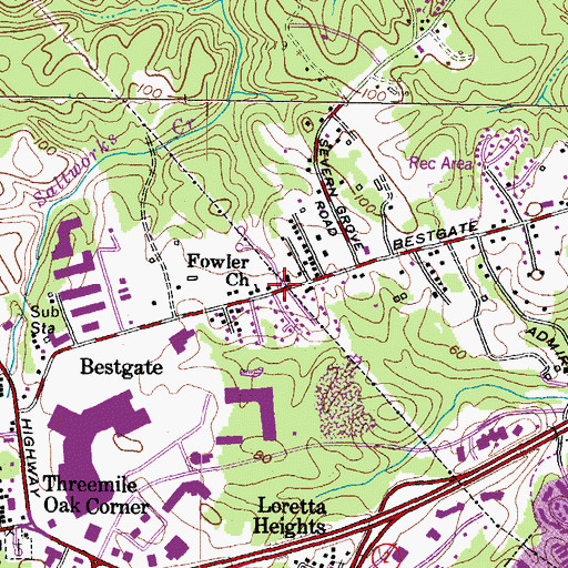 Topographic Map of Fowlers United Methodist Church, MD