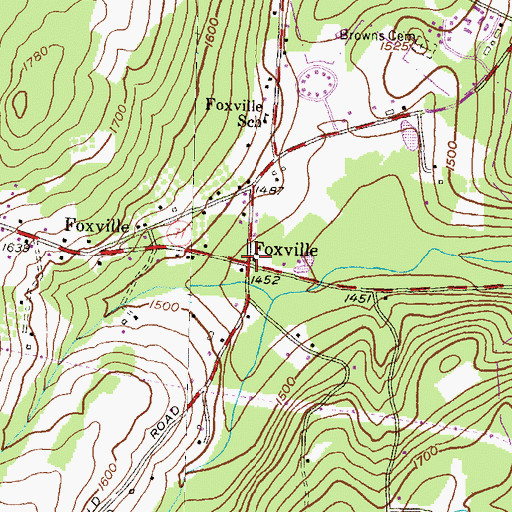 Topographic Map of Foxville, MD
