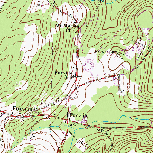 Topographic Map of Foxville School, MD