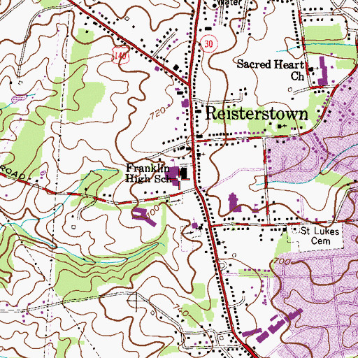 Topographic Map of Franklin Middle School, MD