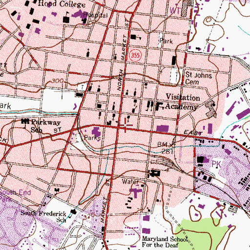 Topographic Map of Frederick, MD