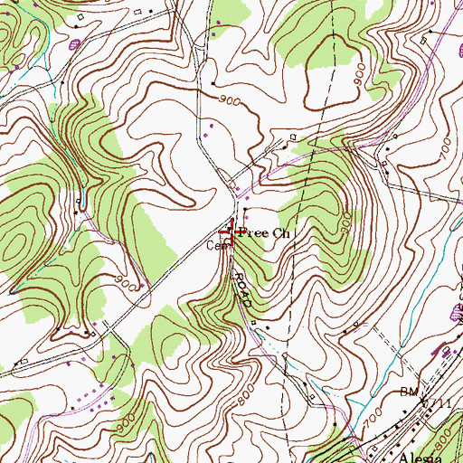 Topographic Map of Free Church, MD