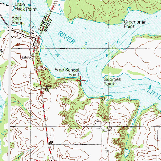 Topographic Map of Free School Point, MD