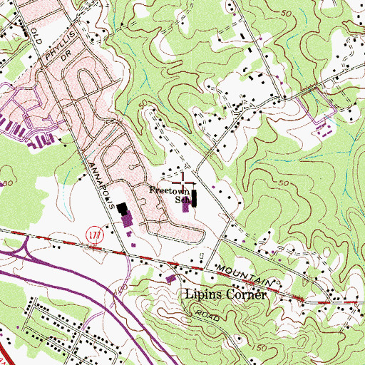 Topographic Map of Freetown Elementary School, MD