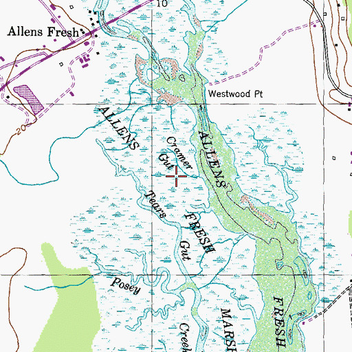 Topographic Map of Fresh Marsh, MD