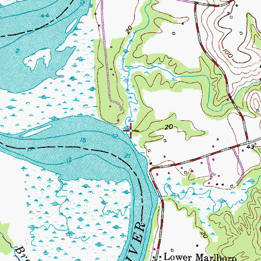 Topographic Map of Friday Creek, MD