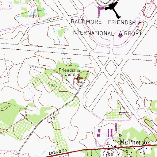 Topographic Map of Friendship Cemetery, MD