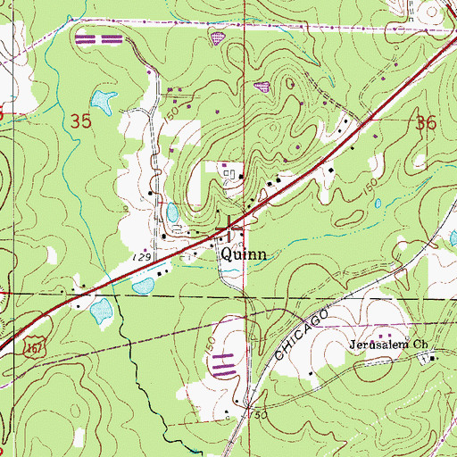 Topographic Map of Quinn, AR