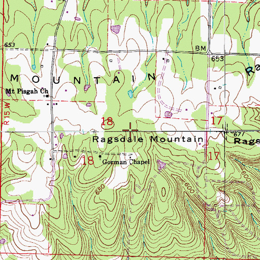 Topographic Map of Ragsdale Mountain, AR