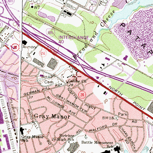 Topographic Map of Galilee Baptist Church, MD