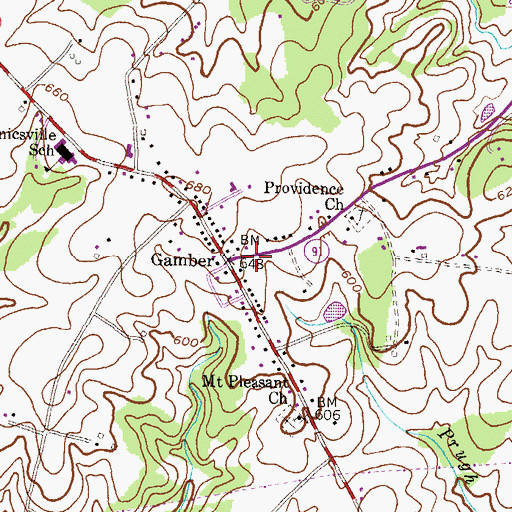 Topographic Map of Gamber, MD