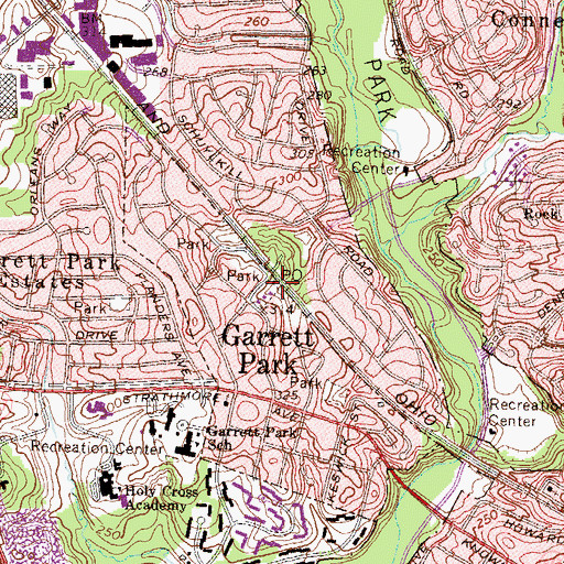 Topographic Map of Garrett Park, MD