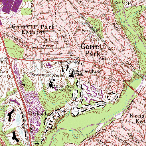 Topographic Map of Garrett Park Elementary School, MD