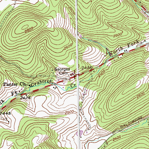 Topographic Map of Georges Cemetery, MD