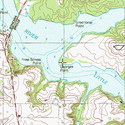 Topographic Map of Georges Point, MD