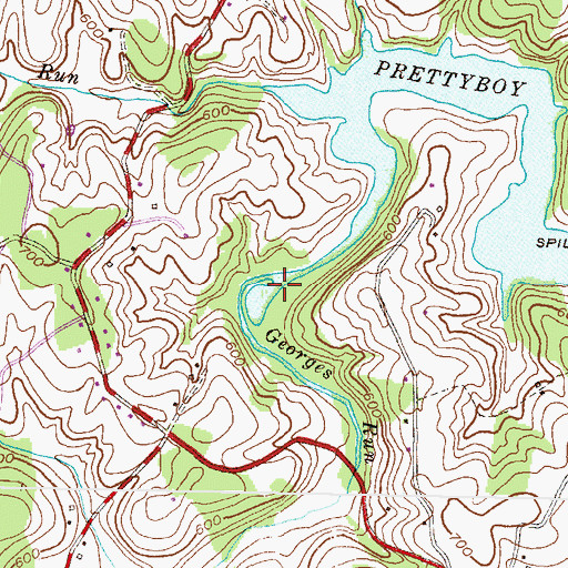 Topographic Map of Georges Run, MD
