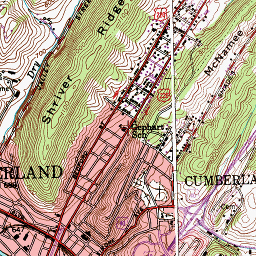 Topographic Map of Gephart School, MD