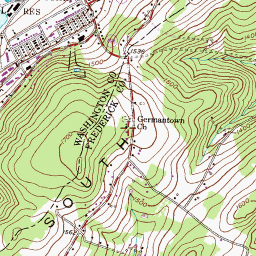 Topographic Map of Germantown Church, MD