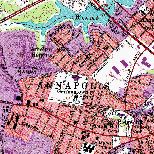 Topographic Map of Germantown Elementary School, MD
