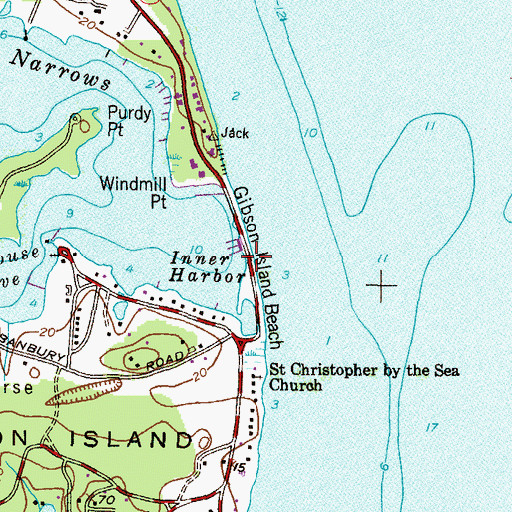 Topographic Map of Gibson Island Beach, MD