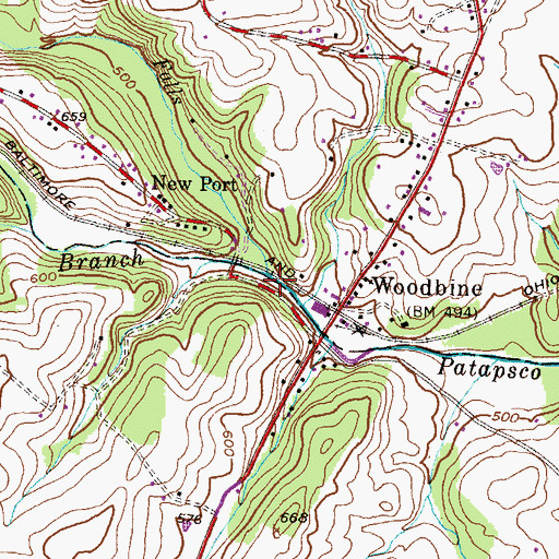 Topographic Map of Gillis Falls, MD