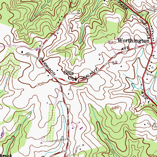 Topographic Map of Gills Church, MD