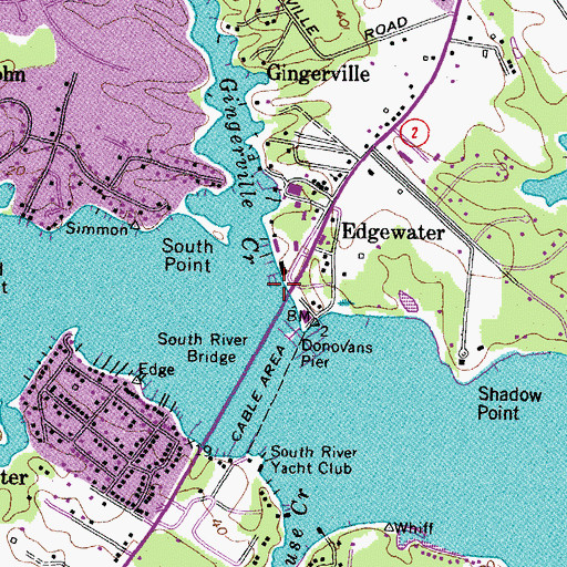 Topographic Map of Gingerville Creek, MD
