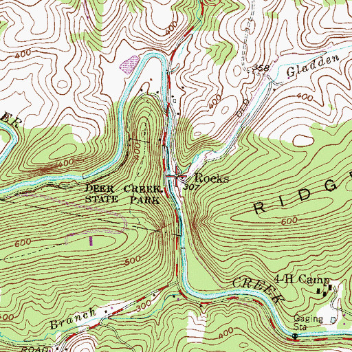Topographic Map of Gladden Branch, MD