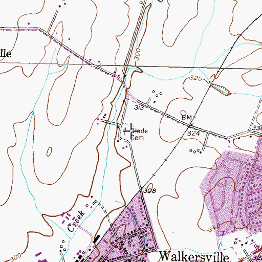 Topographic Map of Glade Cemetery, MD