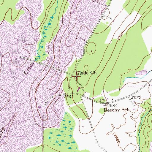 Topographic Map of Glade Church, MD