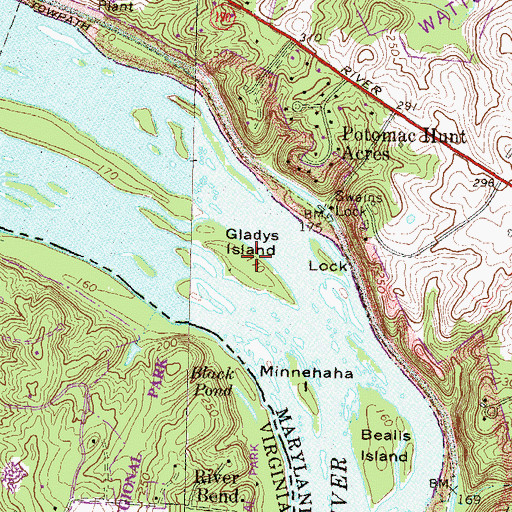 Topographic Map of Gladys Island, MD