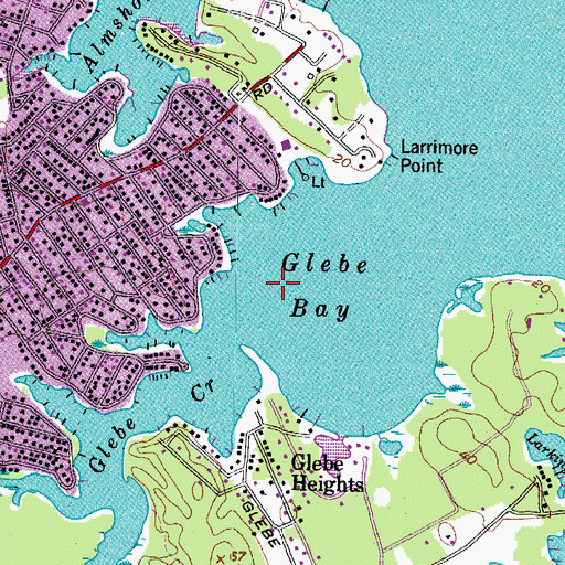 Topographic Map of Glebe Bay, MD